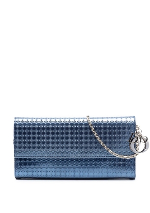 Christian Dior Pre-Owned 2015 Metallic Patent Microcannage Lady Dior Croisiere Wallet On Chain crossbody bag - Blue