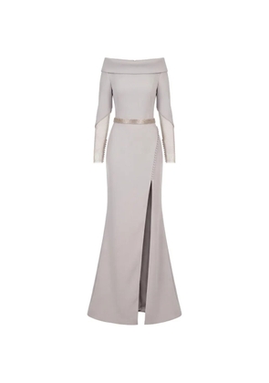 Gattinolli by Marwan off-the-shoulder mermaid side-slit gown - Grey