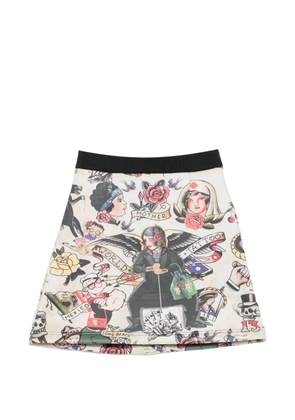 The Artistylist tattoo-print silk-blend skirt - White