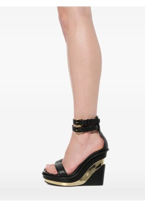 Alexander McQueen double-strap wedge pumps - Black