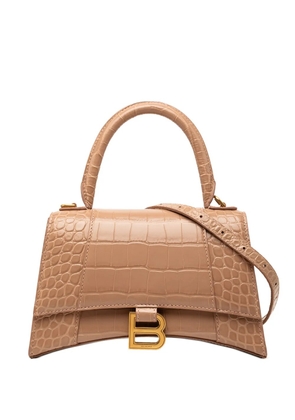 Balenciaga Pre-Owned 2010 Small Croc Embossed Hourglass Top Handle Bag satchel - Brown