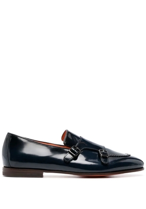 Santoni Double-Buckle contrast-trim loafers - Blue