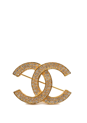 CHANEL Pre-Owned 1950-1970 CC Gold Plated Strass Brooch costume brooch