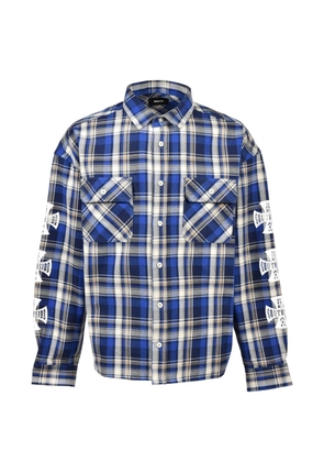 BREATH check-print logo-print shirt - Blue