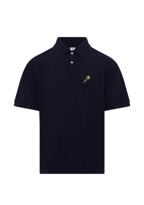 Vowels flower-embroidered polo shirt - Blue
