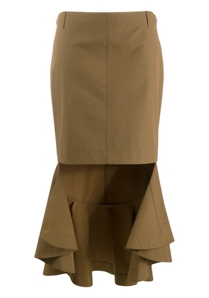 Givenchy asymmetrical skirt with ruffle - Brown