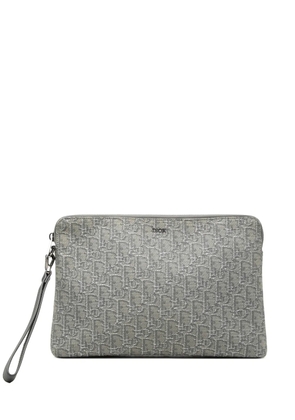 Christian Dior Pre-Owned 2022 Oblique Canvas A4 Zipped Pouch clutch bag - Grey