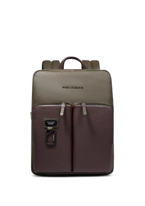 PIQUADRO expandable leather backpack - Green