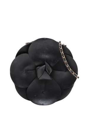 CHANEL Pre-Owned 2002-2003 Lambskin and Satin Camellia Flower Evening Bag handbag - Black