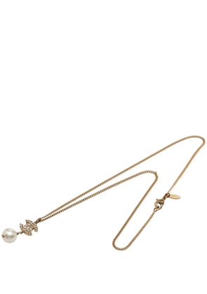 CHANEL Pre-Owned 2011 Gold Plated Strass CC Faux Pearl Drop Pendant Necklace costume necklace