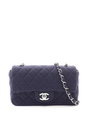 CHANEL Pre-Owned 2014 Mini Rectangular Classic Jersey Single Flap crossbody bag - Blue