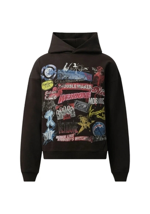 We11done collage-print hoodie - Black