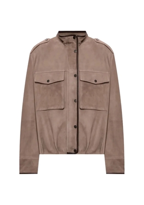 Brunello Cucinelli epaulette-detail suede jacket - Brown
