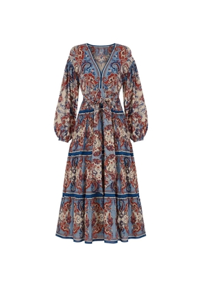 FARM Rio paisley-print tiered maxi dress - Blue