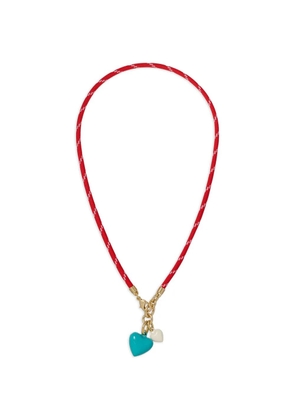 Roxanne Assoulin Happy Cord double-heart pendant necklace - Red