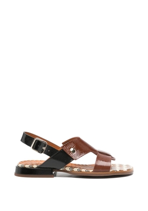 Chie Mihara Wenka patent-leather square-toe sandals - Brown