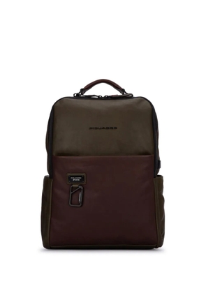 PIQUADRO logo-lettering leather backpack - Brown