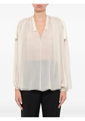 Lanvin sheer tassel-detail blouse - White