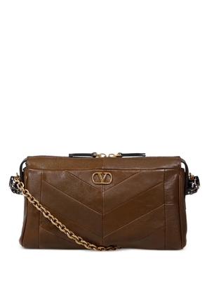 Valentino Garavani VLogo chevron-quilted shoulder bag - Brown