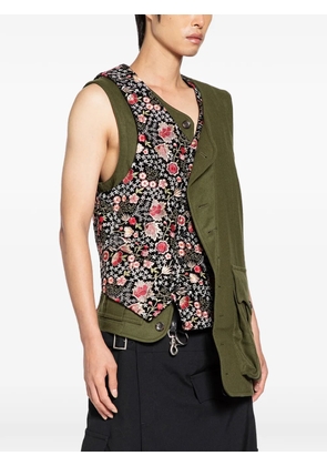 Comme des Garçons Homme Plus floral-print spliced panelled cotton vest - Green