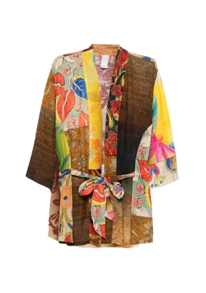 120% Lino floral-print kimono - Brown