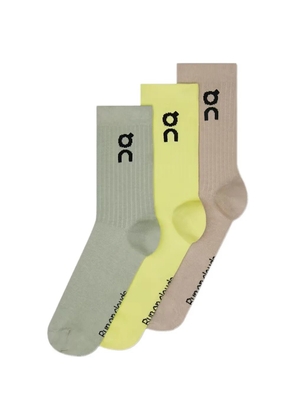 On logo-print ribbed socks - Yellow