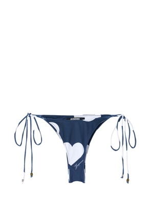 Jacquemus heart-print side-tie bikini bottom - Blue