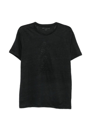 John Varvatos floral-embroidered crew-neck T-shirt - Black