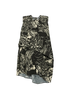 JNBY hand-drawn floral-print asymmetric hem dress - Black