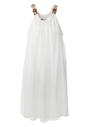Lanvin embellished strap draped dress - White