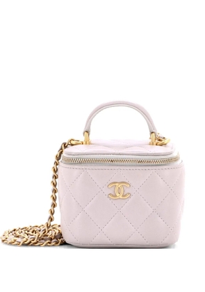 CHANEL Pre-Owned Classic Top Handle Vanity Case with Chain Quilted Lambskin Mini crossbody bag - Grey
