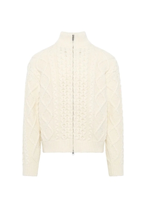 Vowels cable-knit zip-up sweater - Neutrals