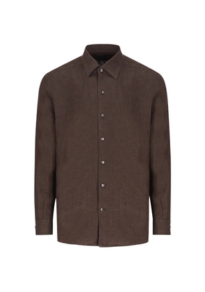 Zegna Oasi Lino délavé-effect shirt - Brown