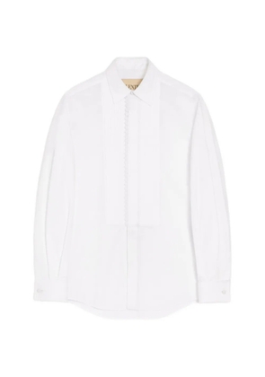 Valentino Garavani cotton poplin shirt with pleated plastron and lace details - White