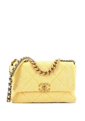 CHANEL Pre-Owned 19 Flap Bag Quilted Tweed Large crossbody bag - Yellow