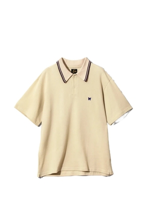 Needles Papillon-embroidered tipped polo shirt - Neutrals