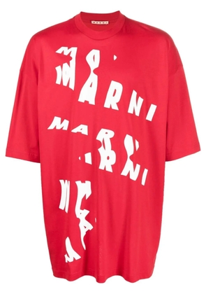 Marni logo-print cotton T-shirt - Red