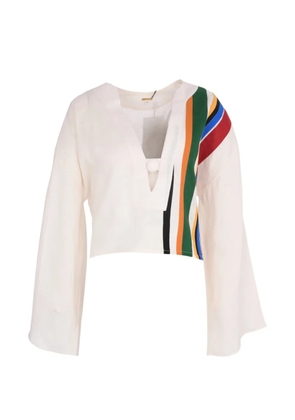 Cala de la Cruz striped kimono-sleeve top - Neutrals