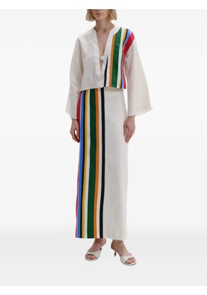 Cala de la Cruz striped kimono-sleeve top - Neutrals