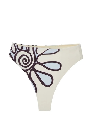 Cala de la Cruz Lulu floral-print high-rise bikini bottoms - Neutrals