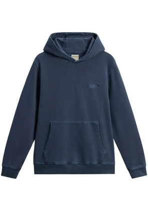 Woolrich logo-embroidered cotton hoodie - Blue