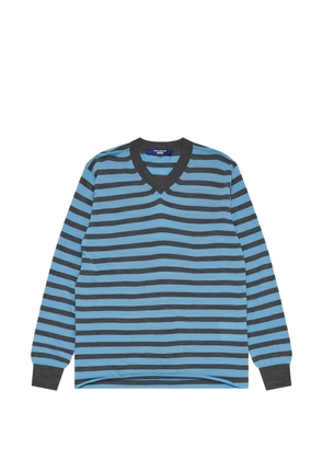 Junya Watanabe MAN striped V-neck sweatshirt - Blue