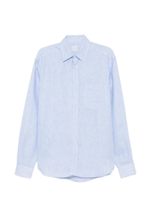 120% Lino vertical-stripe chest-pocket shirt - Blue
