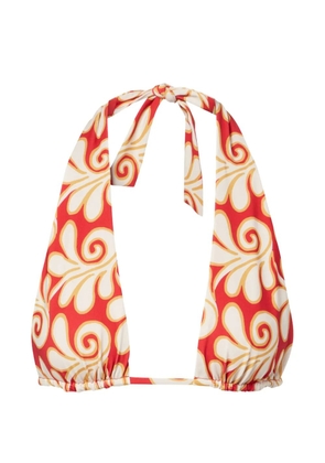 Cala de la Cruz patterned triangle bikini top - Red