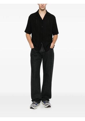 IMPERIAL pointelle-knit camp-collar shirt - Black