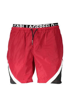 Karl Lagerfeld logo-waistband drawstring swim shorts - Red