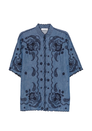 ZIMMERMANN Aster paisley-embroidered scalloped blouse - Blue