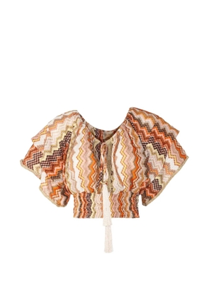 PHO FIRENZE zigzag-pattern tassel-detail blouse - Neutrals