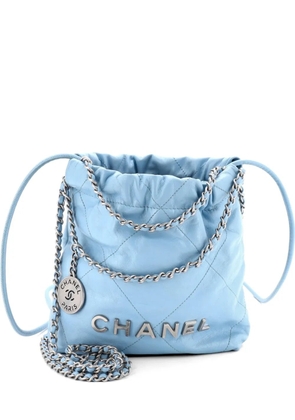 CHANEL Pre-Owned 22 Chain Hobo Quilted Calfskin Mini crossbody bag - Blue