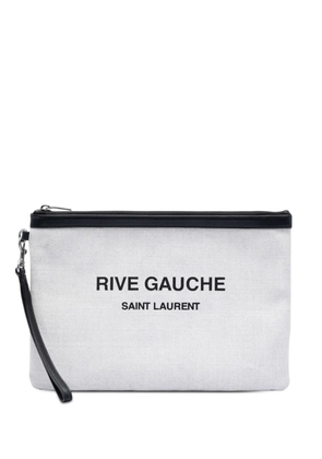 Saint Laurent Pre-Owned 2020 Canvas Rive Gauche Wristlet clutch bag - White